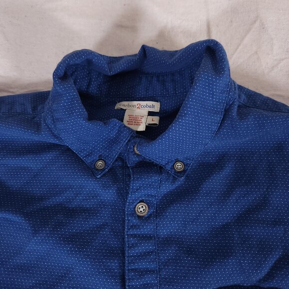 Carbon2Cobalt Pointillism Button Down Shirt Mens Large Blue 100% Cotton 133359 - Picture 10 of 15